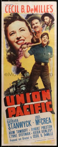 4t0532 UNION PACIFIC insert 1939 directed by Cecil B. DeMille, Barbara Stanwyck, Joel McCrea!