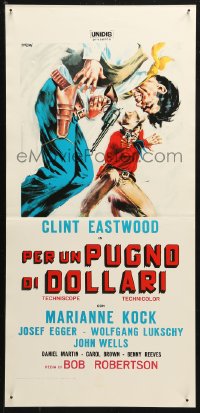 4t0351 FISTFUL OF DOLLARS Italian locandina R1970s Sergio Leone classic, Tealdi art of Clint Eastwood!