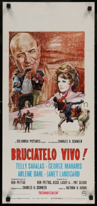 4t0358 LAND RAIDERS Italian locandina 1969 Telly Savalas, Maharis, different cowboy western art!