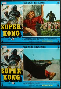 4t0319 APE group of 6 Italian 19x26 pbustas 1976 border art of Super Kong holding girl over city!