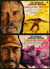 4t0313 HELL IN THE PACIFIC group of 8 Italian 18x26 pbustas 1969 Lee Marvin, Toshiro Mifune, Boorman!