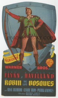 4t0874 ADVENTURES OF ROBIN HOOD die-cut Spanish herald 1948 best art of Errol Flynn as Robin Hood!