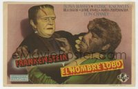 4t0956 FRANKENSTEIN MEETS THE WOLF MAN Spanish herald 1946 best c/u of Bela Lugosi & Lon Chaney Jr.!