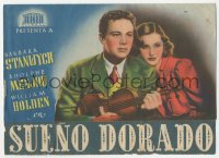 4t0970 GOLDEN BOY 4pg Spanish herald 1943 William Holden w/ violin, Barbara Stanwyck, boxing classic!