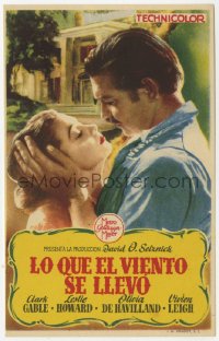 4t0971 GONE WITH THE WIND Spanish herald R1953 romantic close up of Clark Gable & Vivien Leigh!