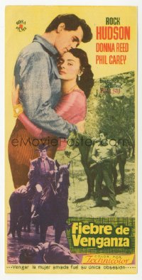 4t0975 GUN FURY Spanish herald 1956 different romantic image of pretty Donna Reed & Rock Hudson!