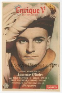 4t0978 HENRY V Spanish herald 1947 c/u of Laurence Olivier in William Shakespeare's classic play!