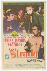 4t1008 LA STRADA Spanish herald 1957 Federico Fellini, Anthony Quinn, Giulietta Masina in clown makeup