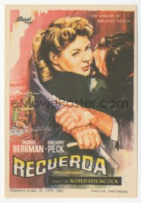 4t1091 SPELLBOUND Spanish herald R1965 Alfred Hitchcock, Ingrid Bergman, Gregory Peck, different art!