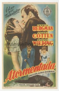 4t1124 UNDER CAPRICORN Spanish herald 1952 Ingrid Bergman & Joseph Cotten about to kiss, Hitchcock!