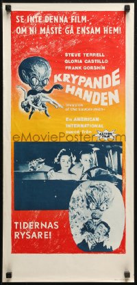 4t0004 INVASION OF THE SAUCER MEN Swedish stolpe 1961 art of cabbage head alien & sexy girl!