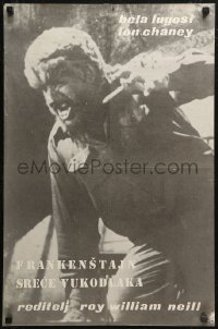 4t0011 FRANKENSTEIN MEETS THE WOLF MAN Yugoslavian 18x27 1960s great image of Lon Chaney Jr!