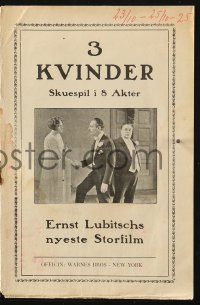 4t0673 3 WOMEN Danish program 1925 when 3 women love one man, all are losers, Ernst Lubitsch, rare!