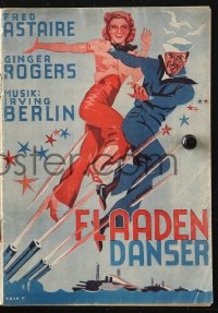 4t0734 FOLLOW THE FLEET Danish program 1936 Erik Frederiksen art of Astaire & Rogers, Irving Berlin!