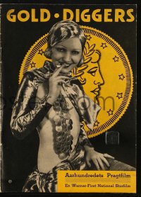 4t0744 GOLD DIGGERS OF 1933 Danish program 1933 pre-Code smoking barely-dressed showgirl, very rare!