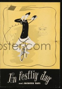 4t0771 JOUR DE FETE Danish program 1951 Jour de fete, great different art of Jacques Tat, rarei