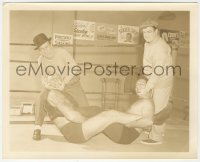 4w0939 ABBOTT & COSTELLO deluxe 8x10 still 1940s Bud & Lou in publicity pose with real wrestlers!