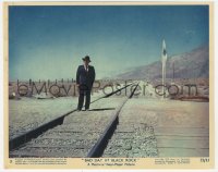 4w0902 BAD DAY AT BLACK ROCK color 8x10 still #11 1955 Spencer Tracy standing on railroad tracks!