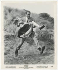 4w1012 BIRDS 8.25x10.25 still 1963 Rod Taylor running with young girl in his arms, Hitchcock!