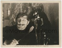 4w1014 BLACK CAT 8x10.25 still R1948 crazed Bela Lugosi holding knife by black cat statue!