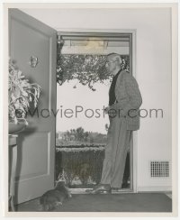 4w1036 BORIS KARLOFF 8.25x10 still 1946 at home standing in doorway with cat by Ernest A. Bachrach!