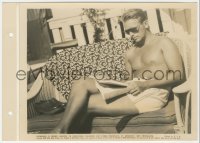 4w1161 DOUGLAS FAIRBANKS JR 8x11 key book still 1938 swimsuit & sunglasses lounging & reading book!