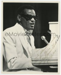 4w1561 RAY CHARLES signed 8x10 REPRO still 1980s by his assistant/manager Vernon Troupe!