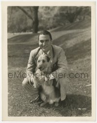 4w1638 SINNERS IN THE SUN candid 8x10.25 still 1932 Chester Morris at home with his dog Prince Tan!