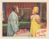 4w0352 ADAM'S RIB LC #6 1949 husband & wife Spencer Tracy & Katharine Hepburn in bath robes!