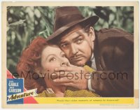 4w0353 ADVENTURE LC #8 1945 great close up of Clark Gable holding hand over Greer Garson's mouth!
