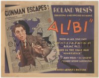 4w0038 ALIBI TC 1929 Chester Morris uses his girlfriend to escape murder charges, newspaper art!