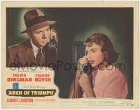 4w0372 ARCH OF TRIUMPH LC #8 1947 split image of Ingrid Bergman talking on phone to Charles Boyer!