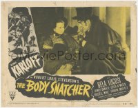 4w0404 BODY SNATCHER LC #4 R1952 close up of creepy Boris Karloff in top hat with Sharyn Moffett!