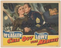 4w0421 CALL OUT THE MARINES LC 1941 romantic close up of uniformed Edmund Lowe & Binnie Barnes!