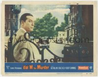 4w0478 DIAL M FOR MURDER LC #3 1954 Alfred Hitchcock, close up of Ray Milland remembering the key!