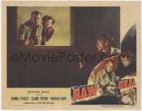 4w0741 RAW DEAL LC #7 1948 cop with gun under Marsha Hunt & Dennis O'Keefe looking out window!