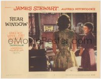 4w0011 REAR WINDOW LC #2 1954 Alfred Hitchcock, Jimmy Stewart, Grace Kelly & Ritter look out window!
