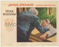 4w0016 REAR WINDOW LC #3 1954 Alfred Hitchcock, Raymond Burr pushes Jimmy Stewart out of window!