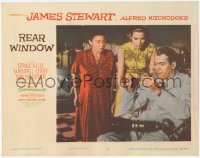 4w0012 REAR WINDOW LC #7 1954 Hitchcock, Thelma Ritter & Grace Kelly look at excited James Stewart!