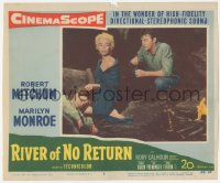 4w0744 RIVER OF NO RETURN LC #6 1954 Robert Mitchum behind sexy Marilyn Monroe & Tommy Rettig!