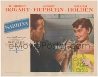 4w0021 SABRINA LC #4 1954 Billy Wilder, Audrey Hepburn & Humphrey Bogart toast w/champagne glasses!