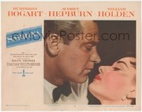 4w0020 SABRINA LC #8 1954 best romantic close up of William Holden about to kiss Audrey Hepburn!