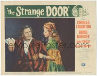 4w0792 STRANGE DOOR LC #7 1951 cool image of Charles Laughton & sexy Sally Forrest!