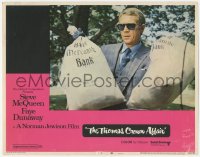 4w0814 THOMAS CROWN AFFAIR LC #1 1968 best close up of Steve McQueen holding money bags!