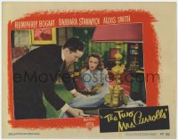 4w0840 TWO MRS. CARROLLS LC #6 1947 Barbara Stanwyck looks at Patrick O'Moore leaning over table!