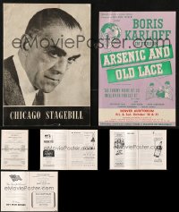 4x0931 LOT OF 3 ARSENIC & OLD LACE STAGE PLAY ITEMS 1940s Boris Karloff images & long biography!