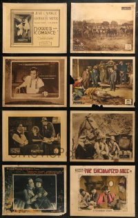 4x0331 LOT OF 8 LOBBY CARDS 1920s great scenes from a variety of different silent movies!