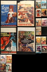 4x1015 LOT OF 19 FORMERLY FOLDED BELGIAN POSTERS 1950s-1970s a variety of cool movie images!