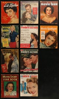 4x0614 LOT OF 10 MOVIE MAGAZINES 1940s-1950s Life & Loves of Liz Taylor, Movie Story + more!