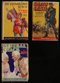 4x0527 LOT OF 3 MOVIE EDITION HARDCOVER BOOKS 1920s-1930s Beau Geste, Vagabond King, General Crack